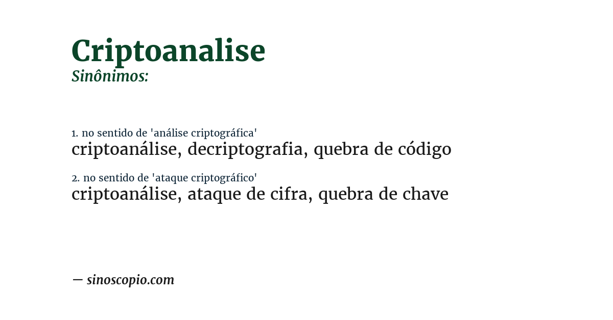 Sinônimo de criptoanalise