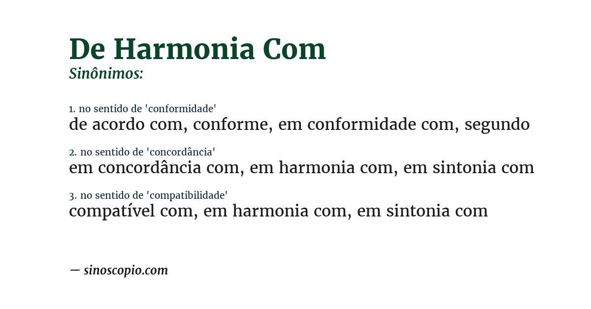 Sinônimo de de harmonia com
