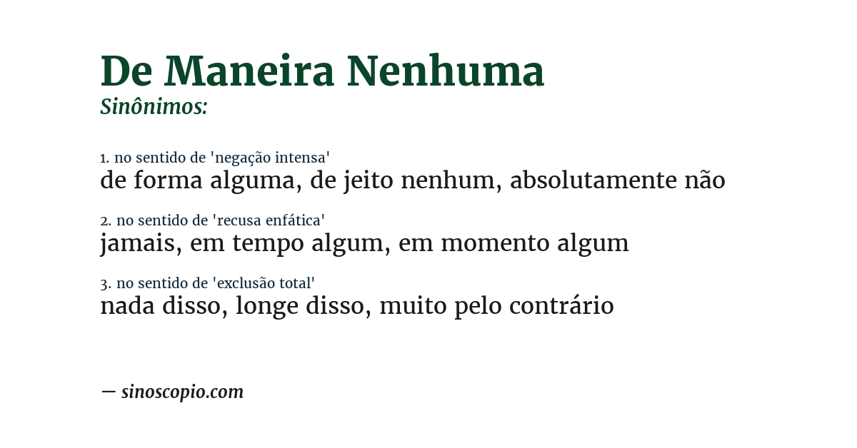 Sinônimo de de maneira nenhuma