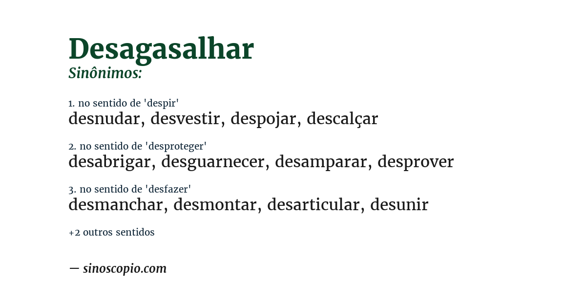 Sinônimo de desagasalhar