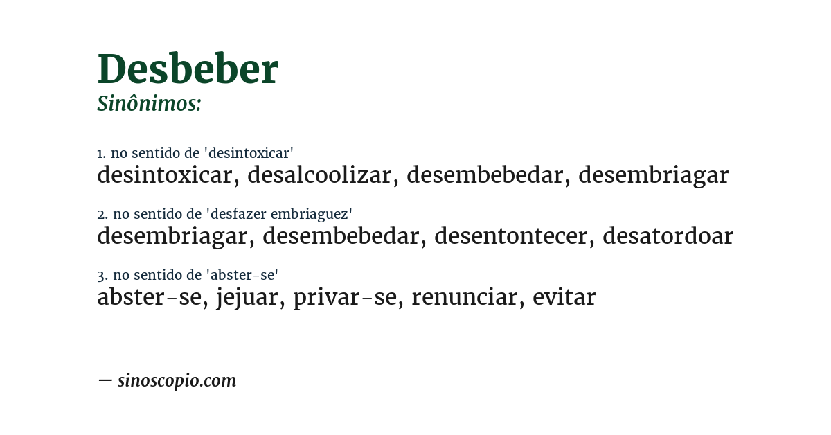 Sinônimo de desbeber