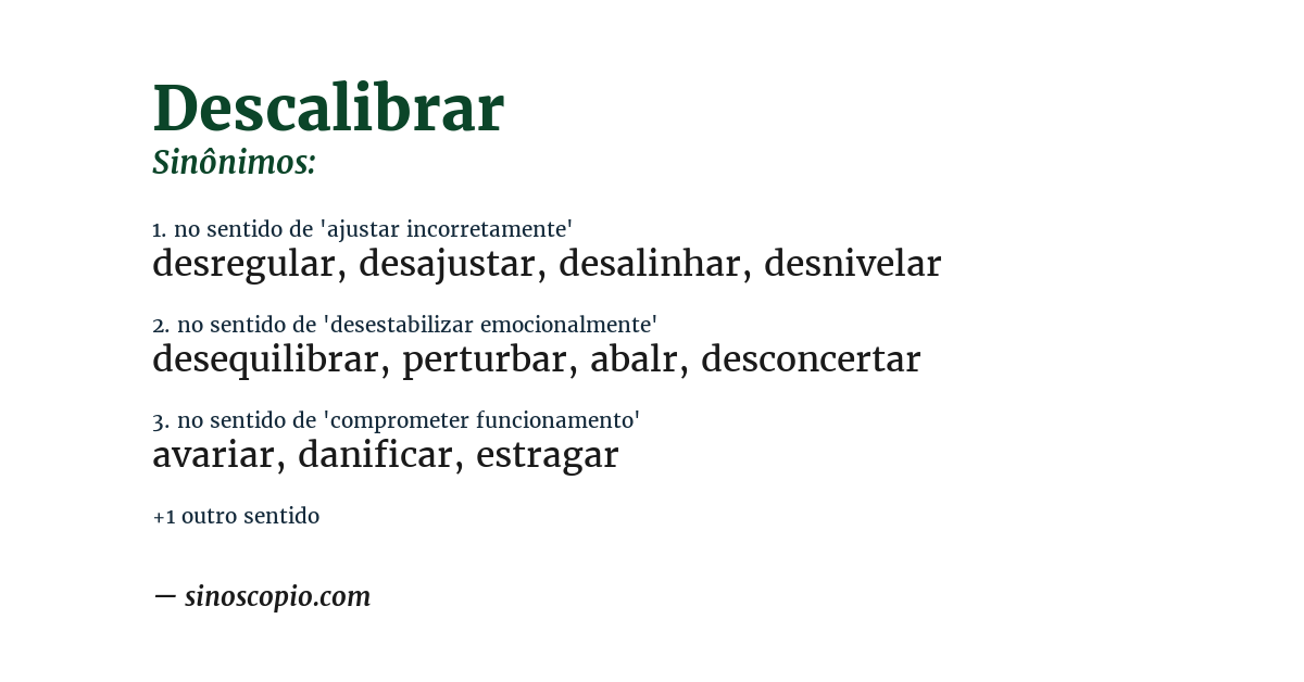 Sinônimo de descalibrar