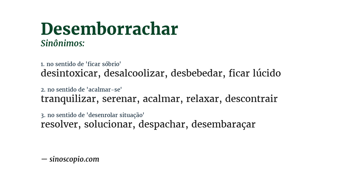 Sinônimo de desemborrachar