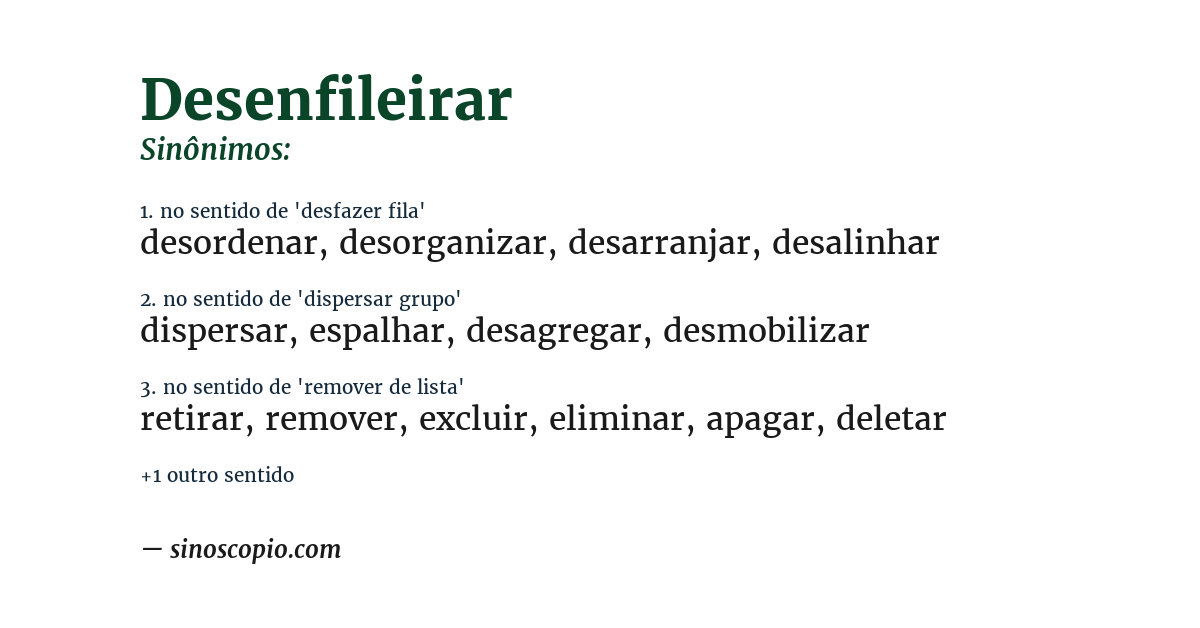 Sinônimo de desenfileirar