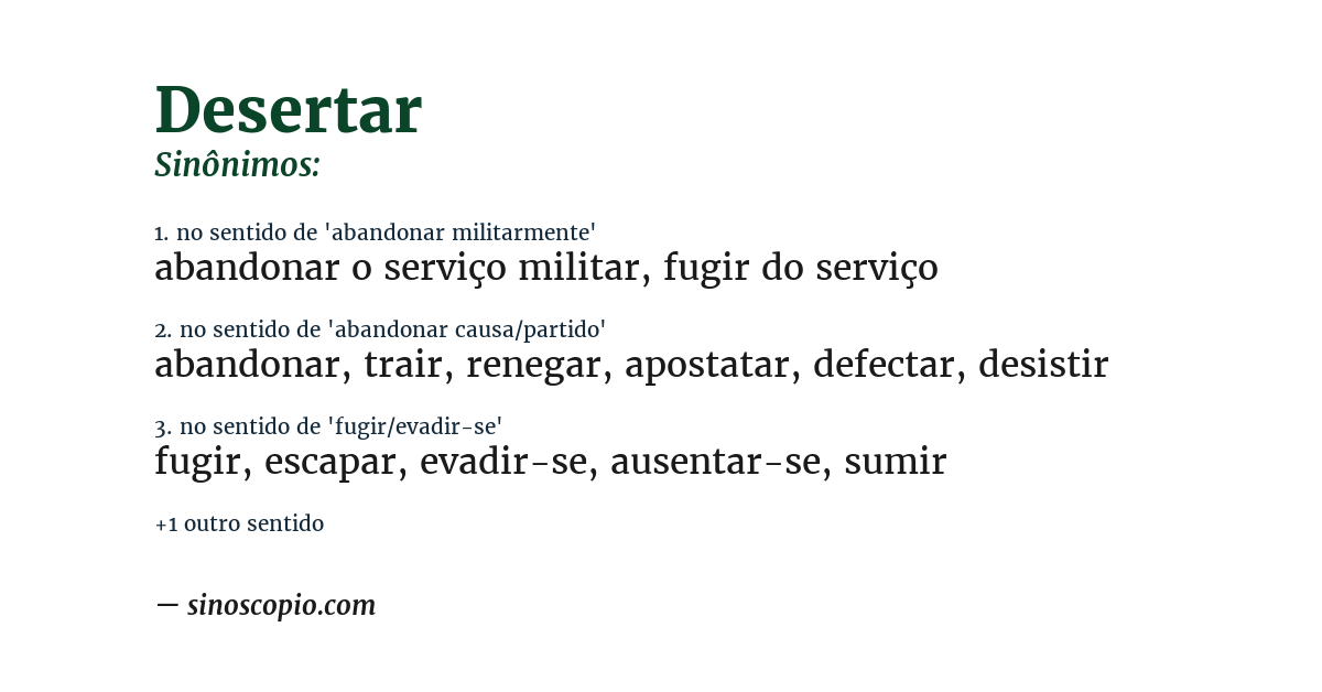 Sinônimo de desertar