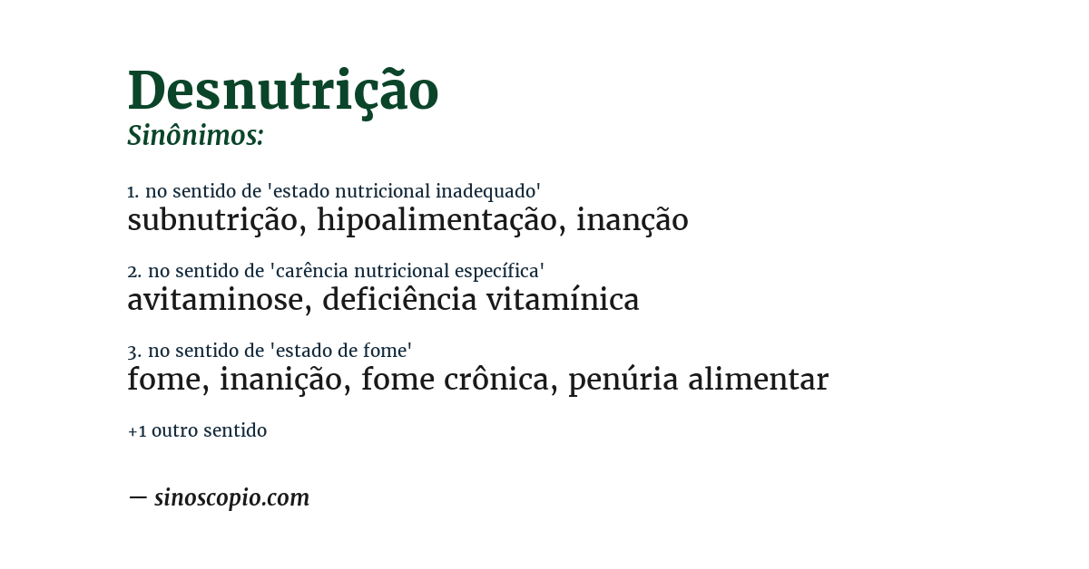 Sinônimo de desnutrição