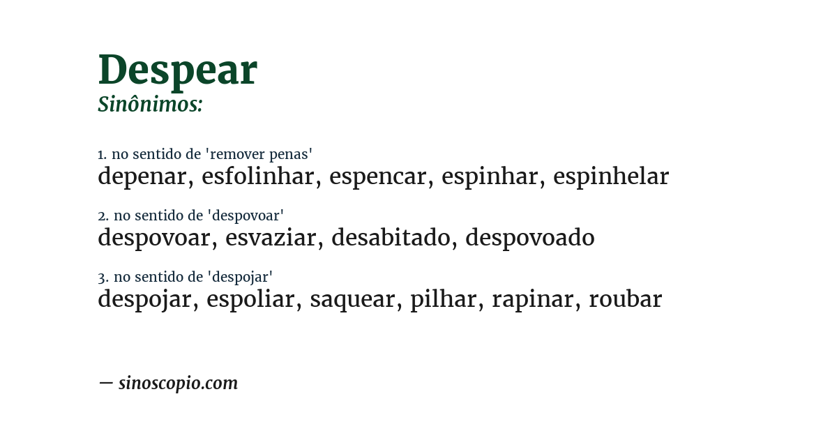 Sinônimo de despear