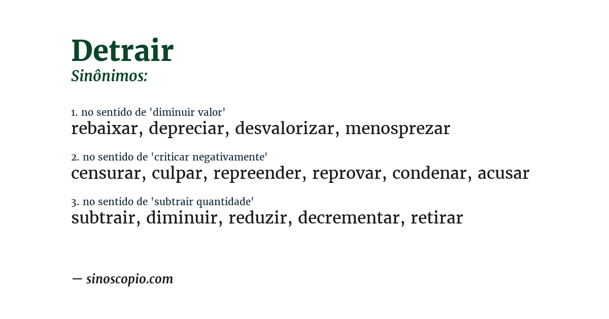 Sinônimo de detrair