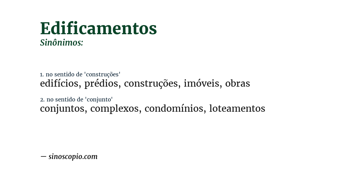 Sinônimo de edificamentos