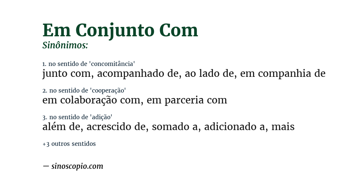 Sinônimo de em conjunto com