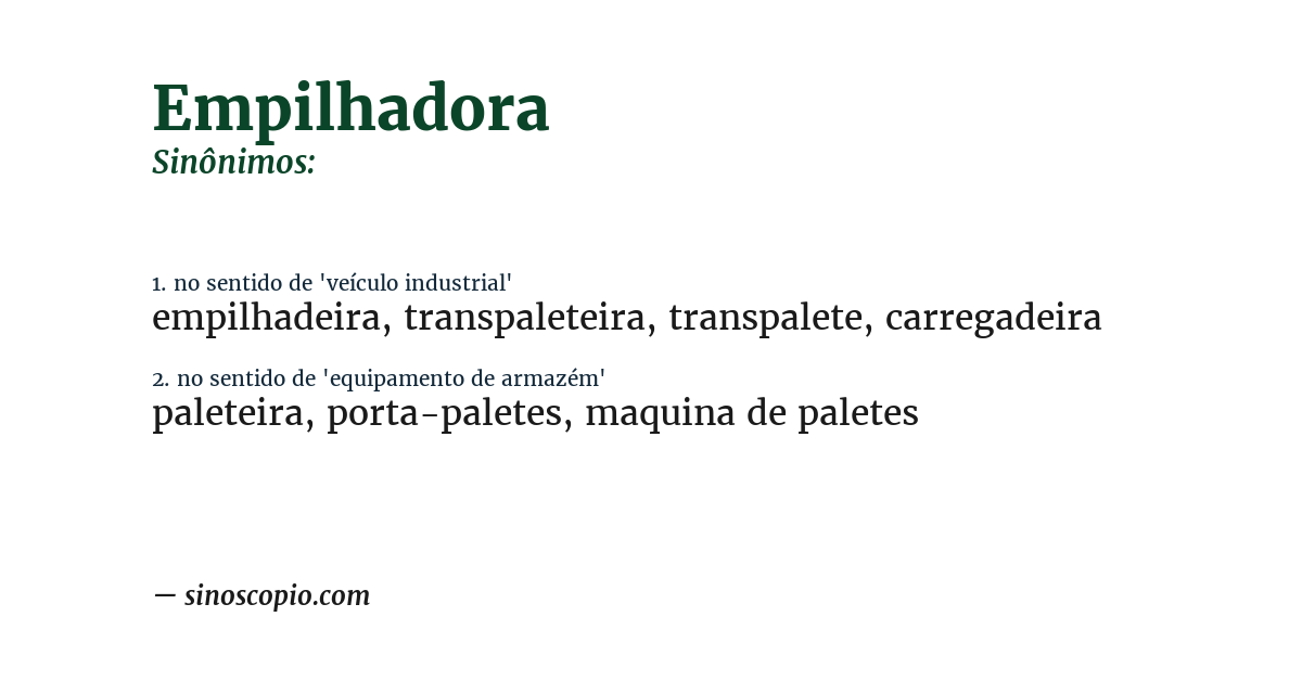 Sinônimo de empilhadora