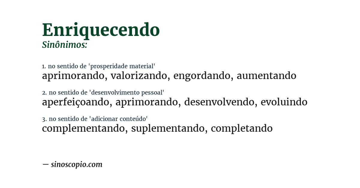 Sinônimo de enriquecendo