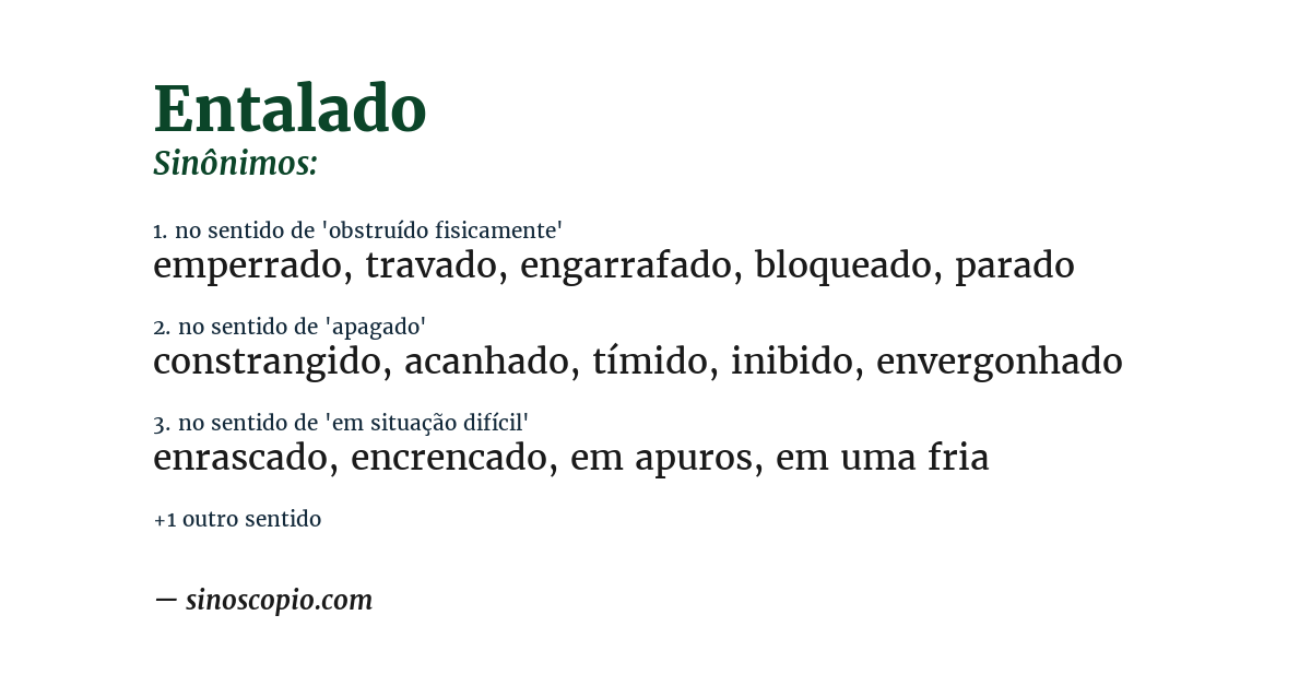 Sinônimo de entalado