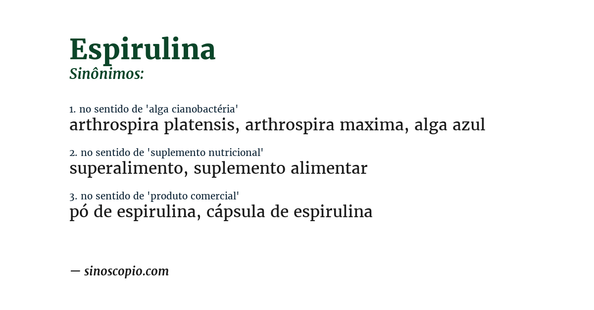 Sinônimo de espirulina