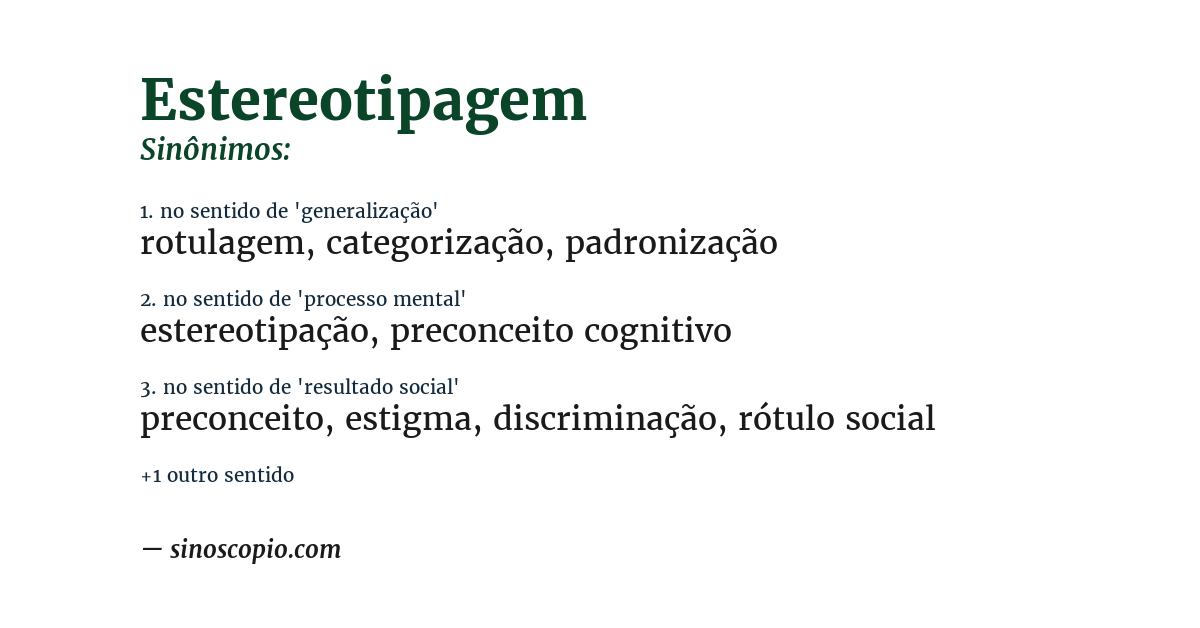 Sinônimo de estereotipagem
