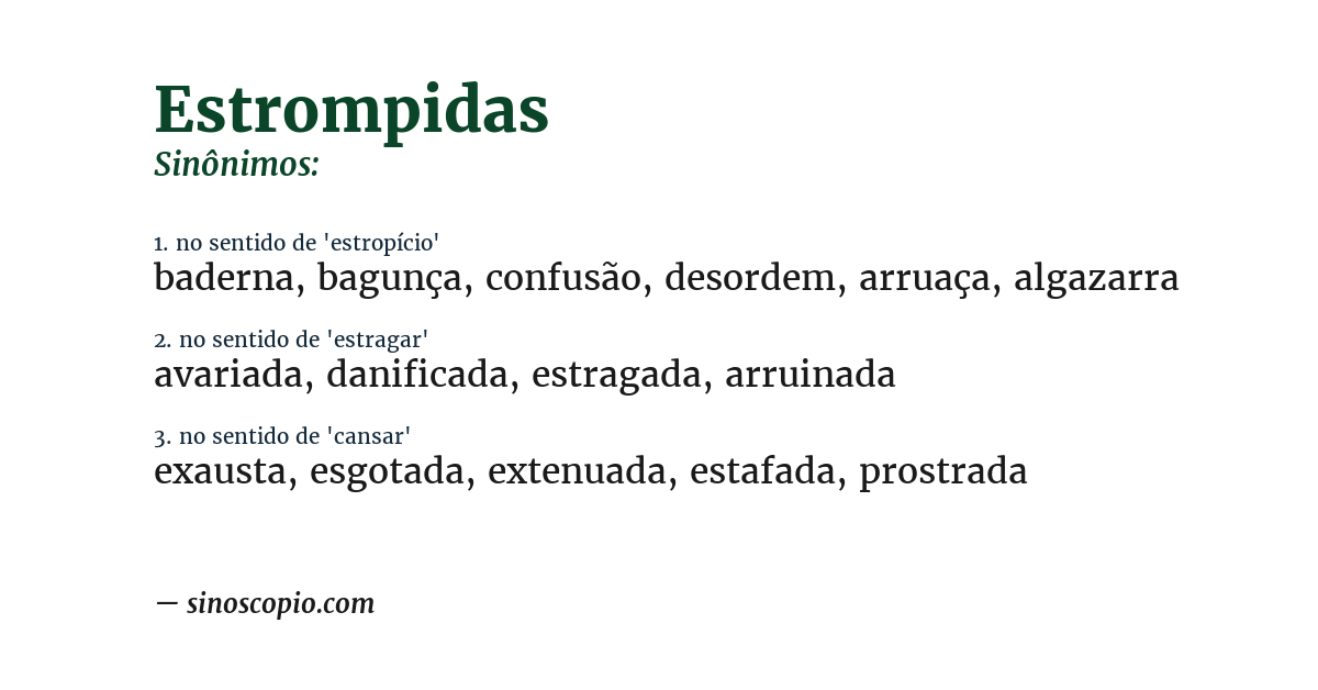Sinônimo de estrompidas
