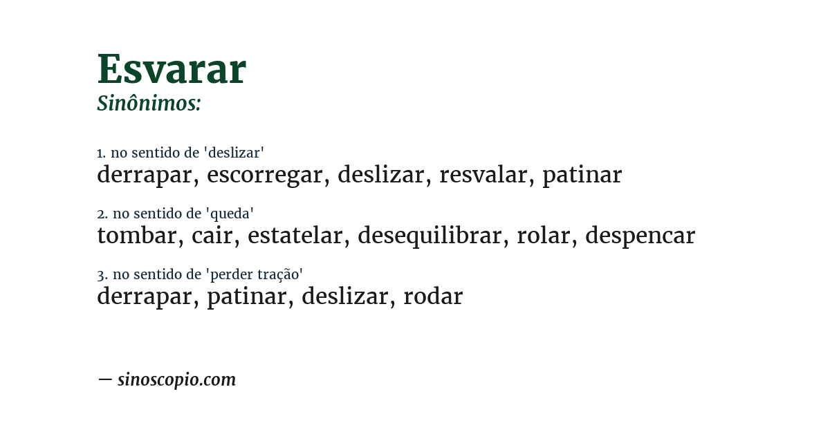 Sinônimo de esvarar