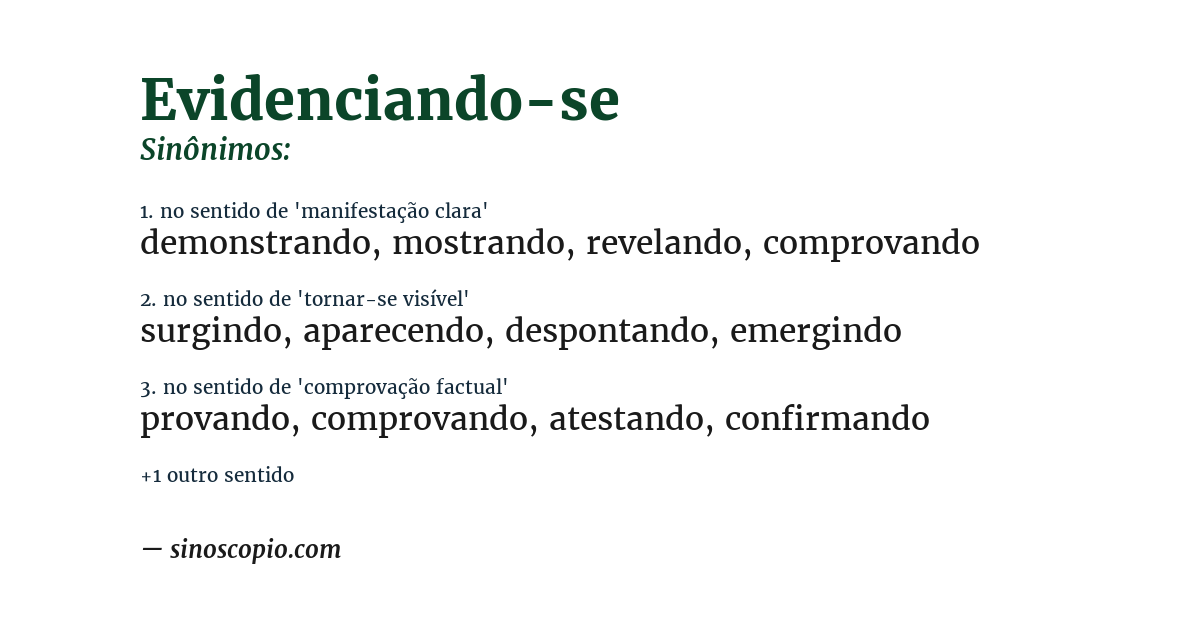 Sinônimo de evidenciando-se