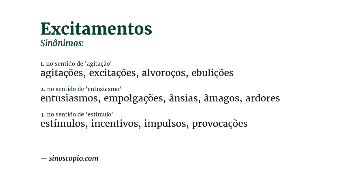 Sinônimo de excitamentos