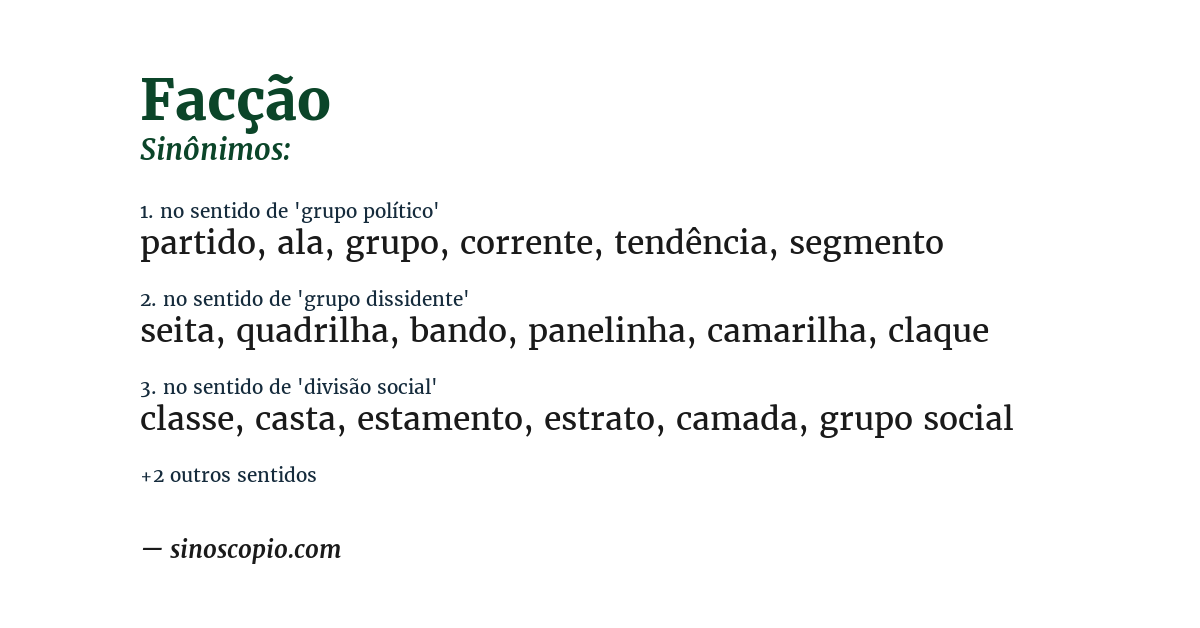 Sinônimo de facção