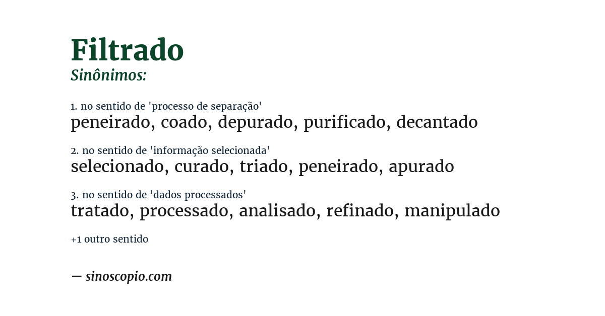 Sinônimo de filtrado