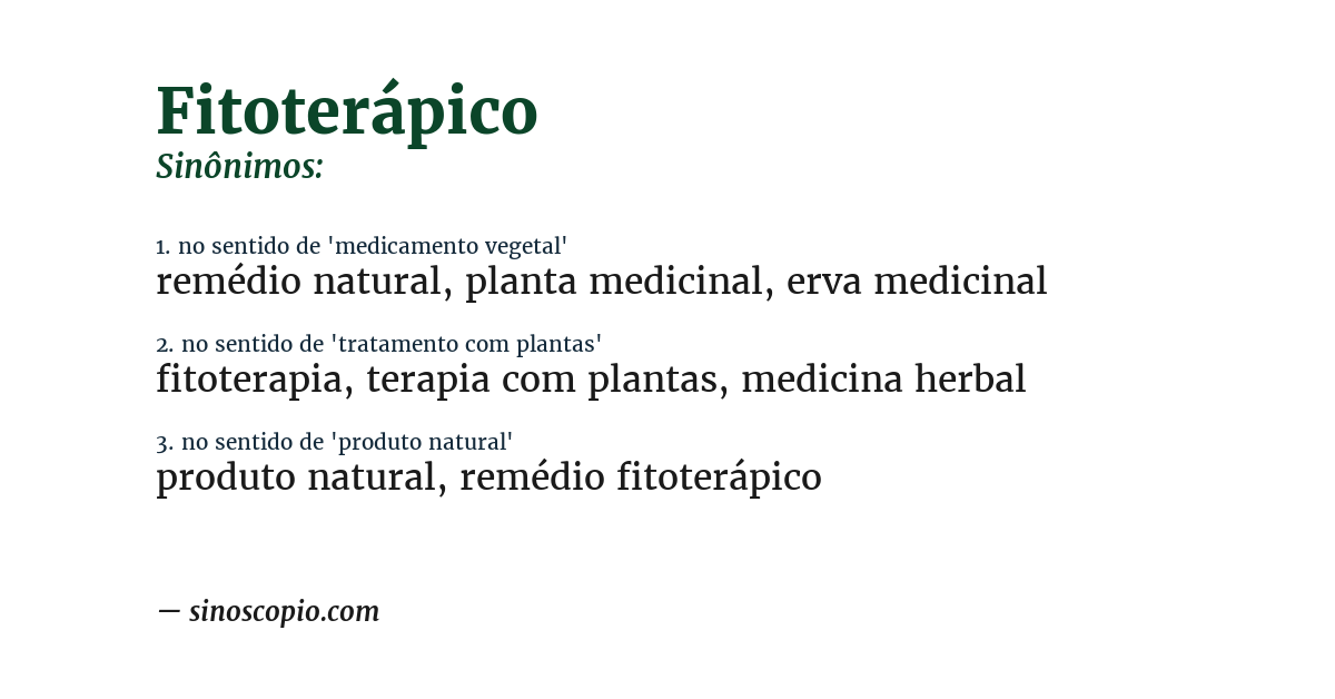 Sinônimo de fitoterápico