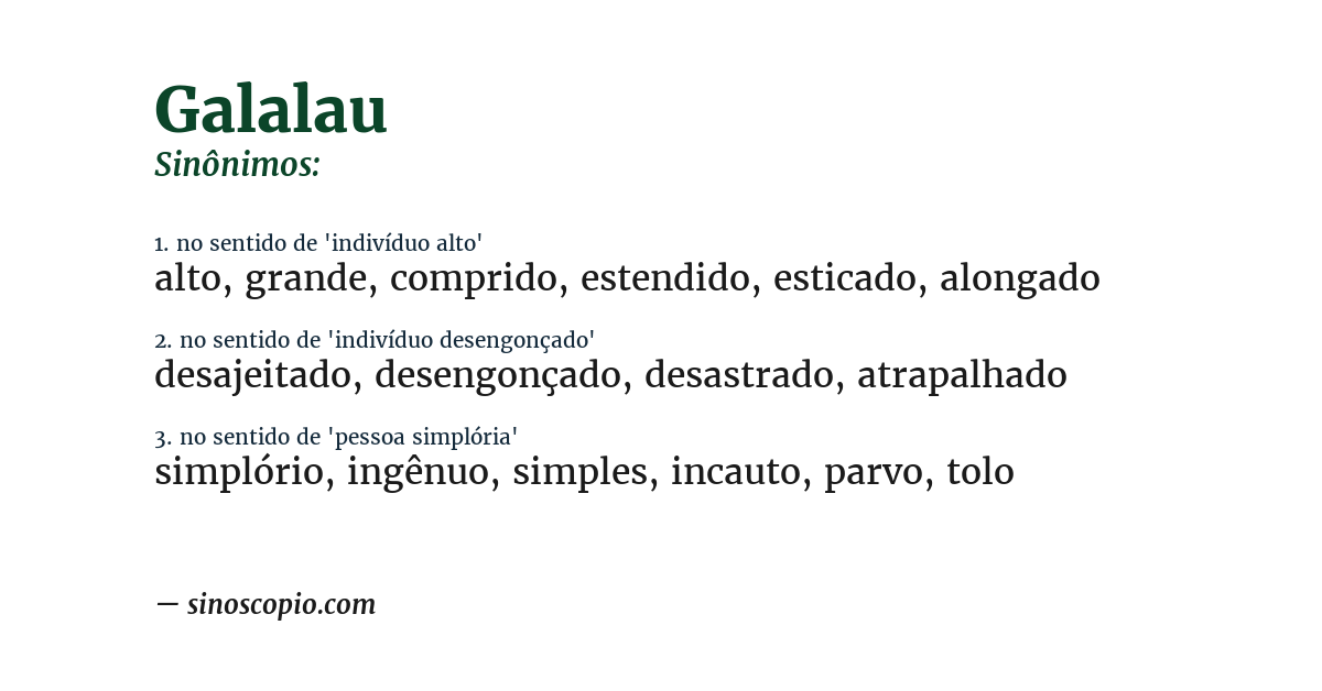 Sinônimo de galalau