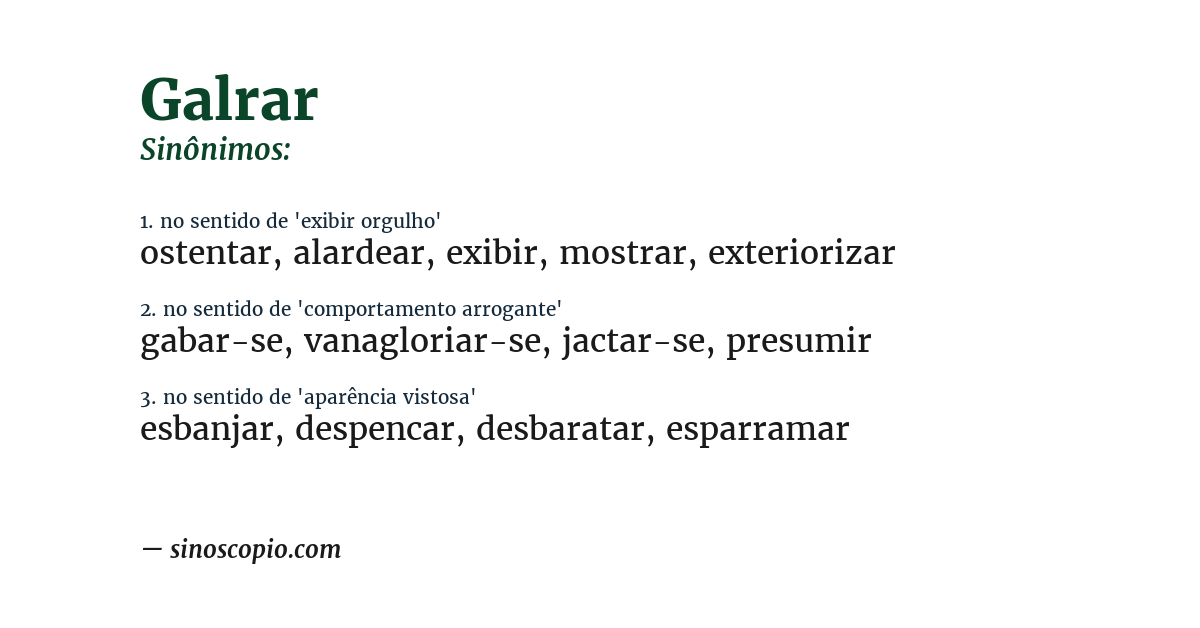 Sinônimo de galrar