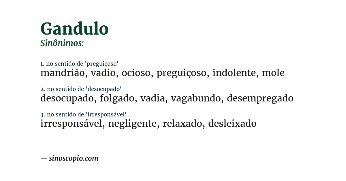 Sinônimo de gandulo