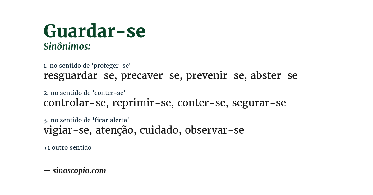Sinônimo de guardar-se