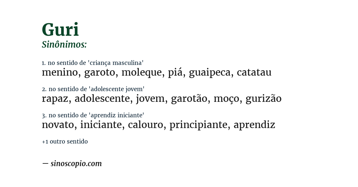 Sinônimo de guri