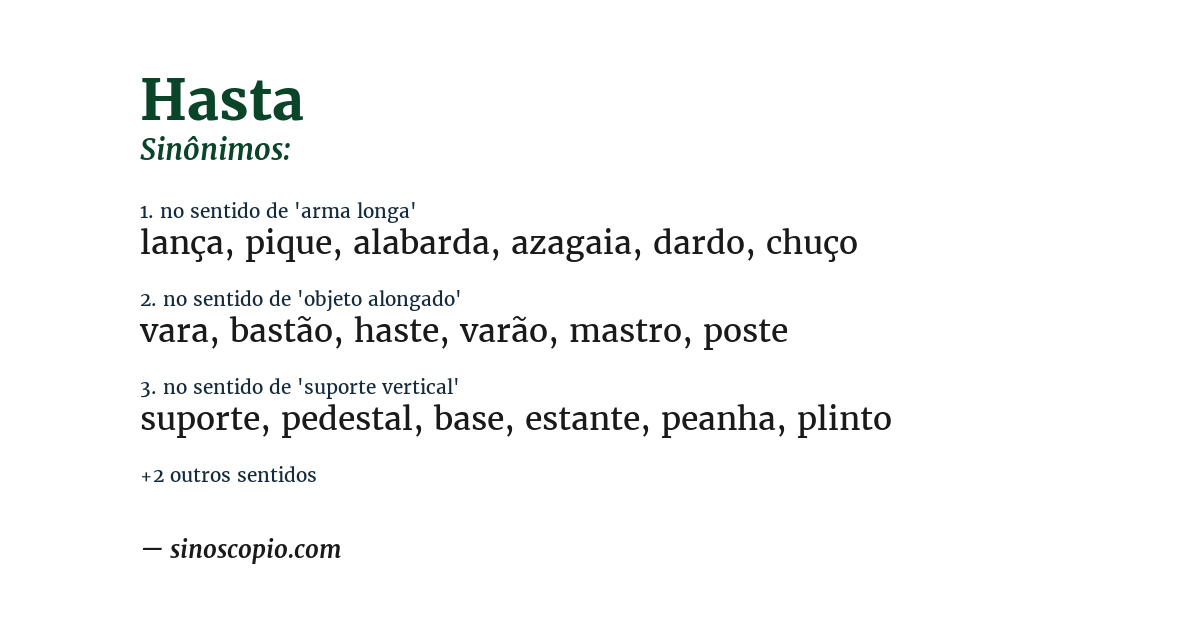 Sinônimo de hasta