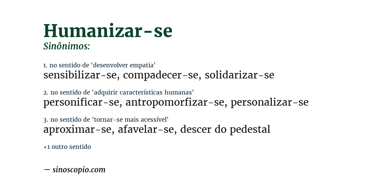 Sinônimo de humanizar-se