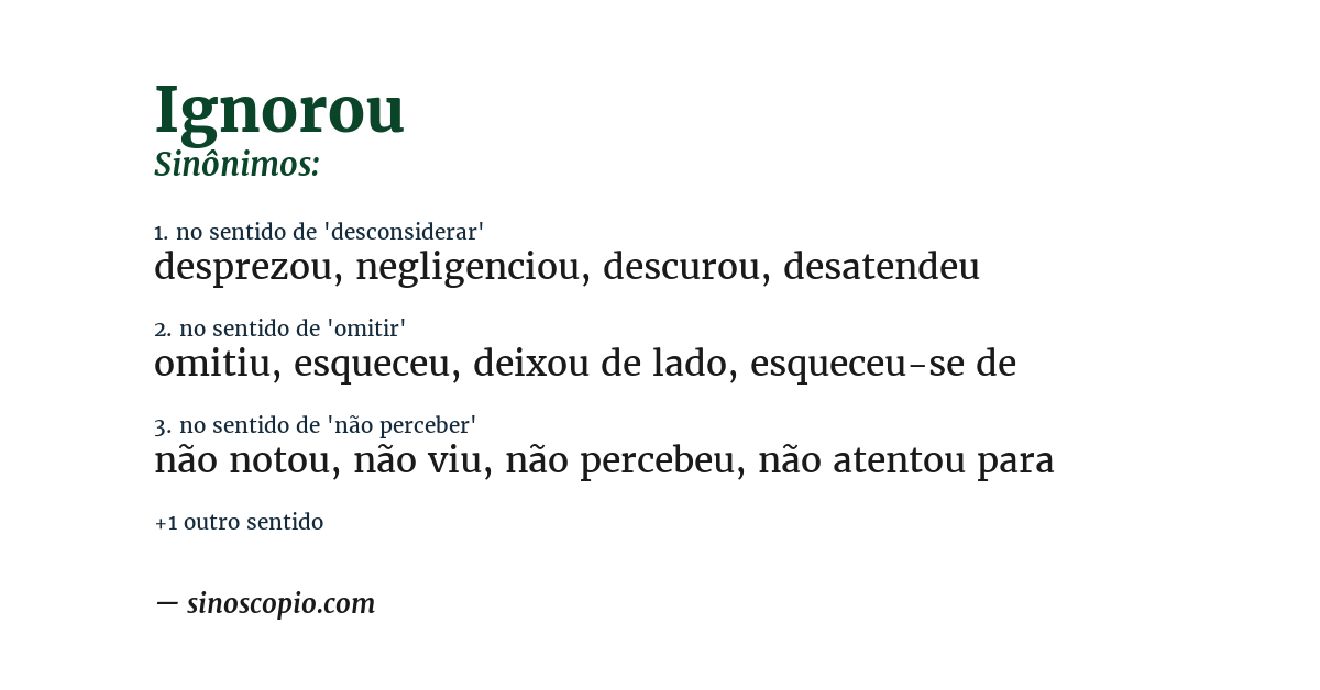 Sinônimo de ignorou