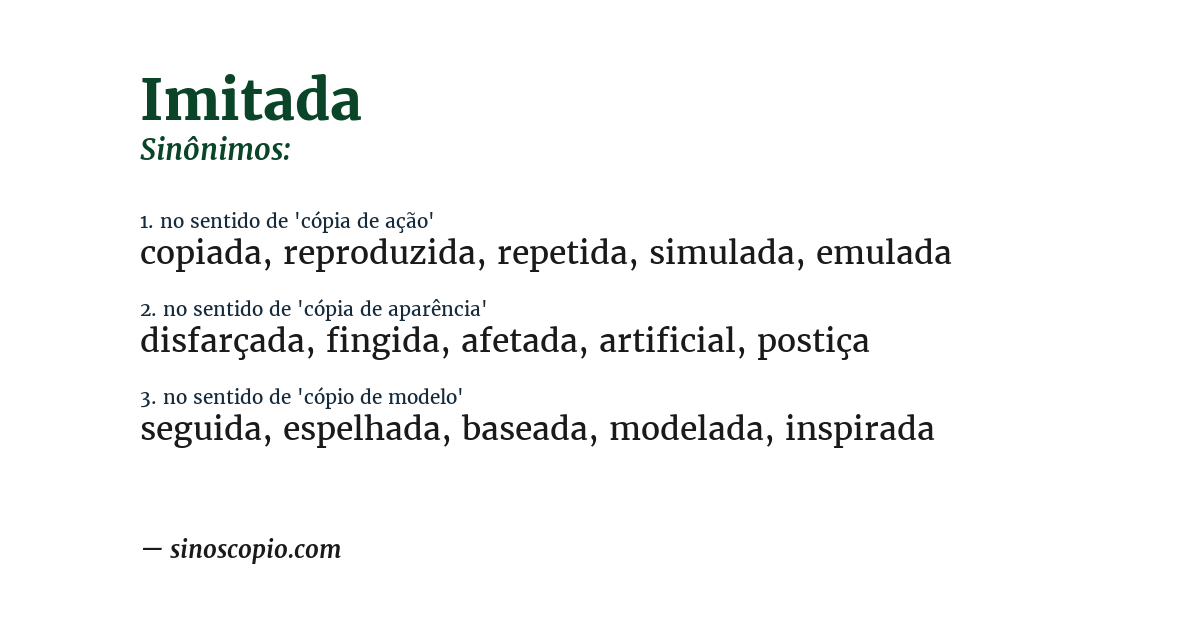 Sinônimo de imitada