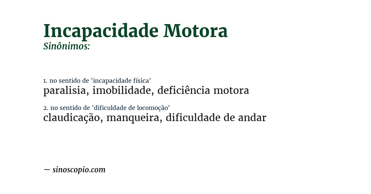 Sinônimo de incapacidade motora