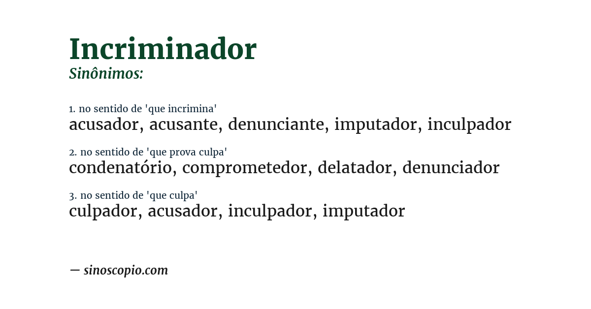 Sinônimo de incriminador