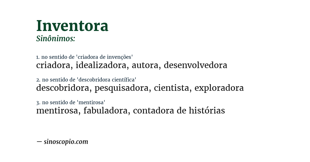 Sinônimo de inventora