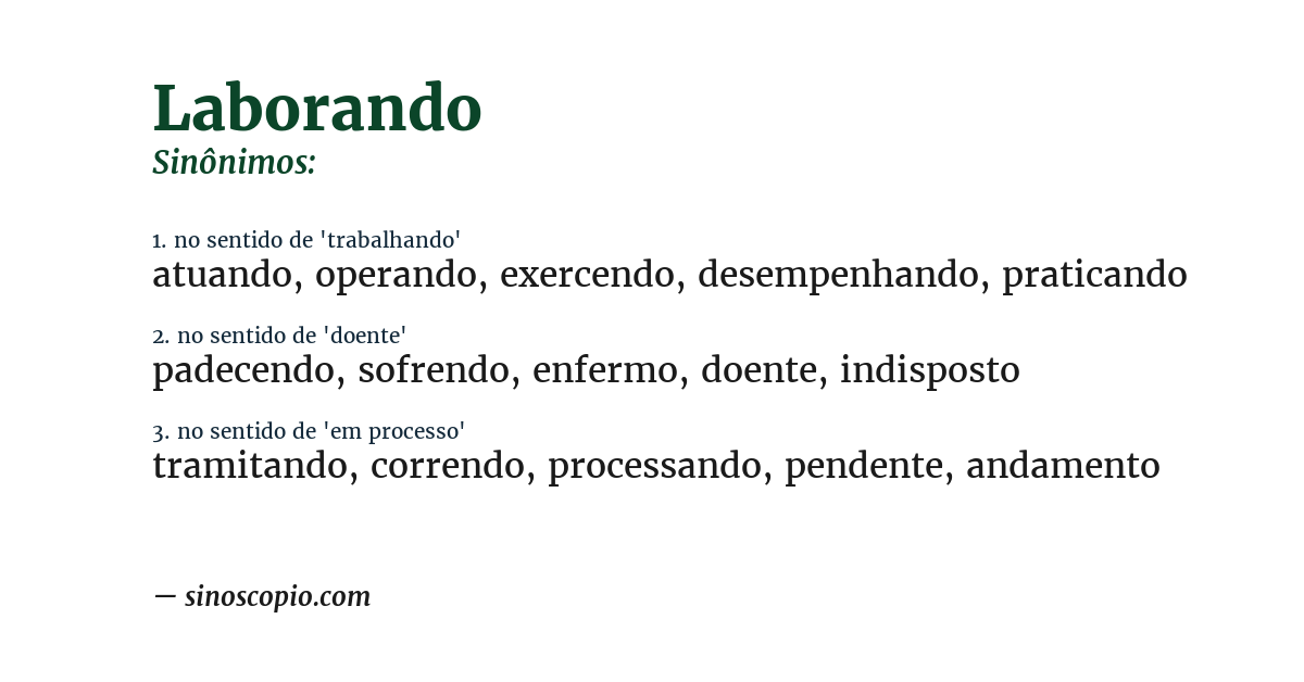 Sinônimo de laborando