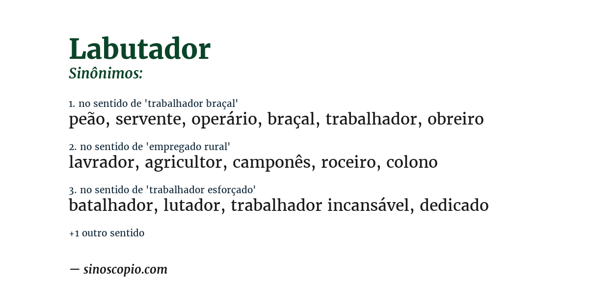 Sinônimo de labutador