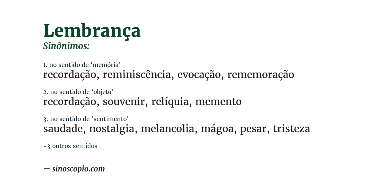 Sinônimo de lembrança