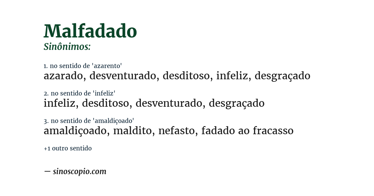 Sinônimo de malfadado