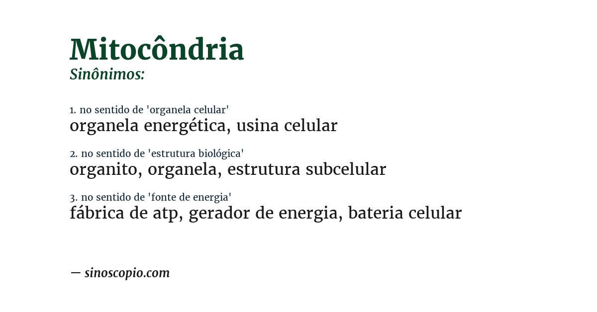 Sinônimo de mitocôndria