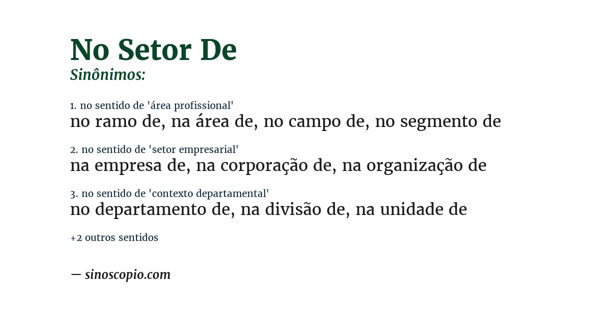Sinônimo de no setor de