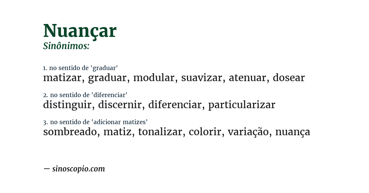 Sinônimo de nuançar