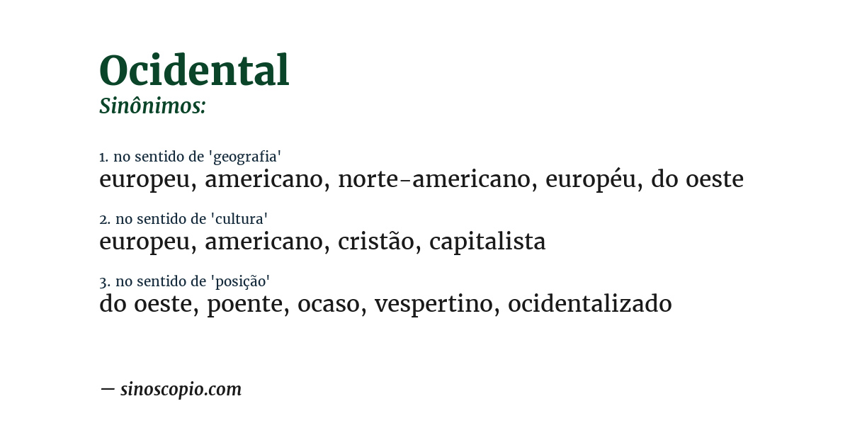 Sinônimo de ocidental