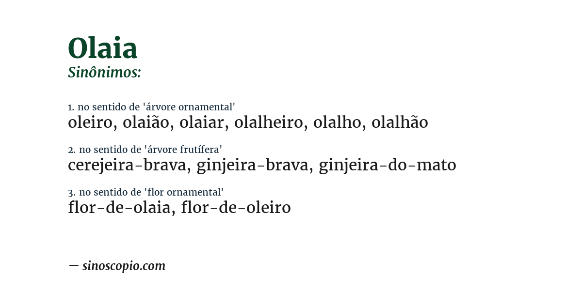 Sinônimo de olaia