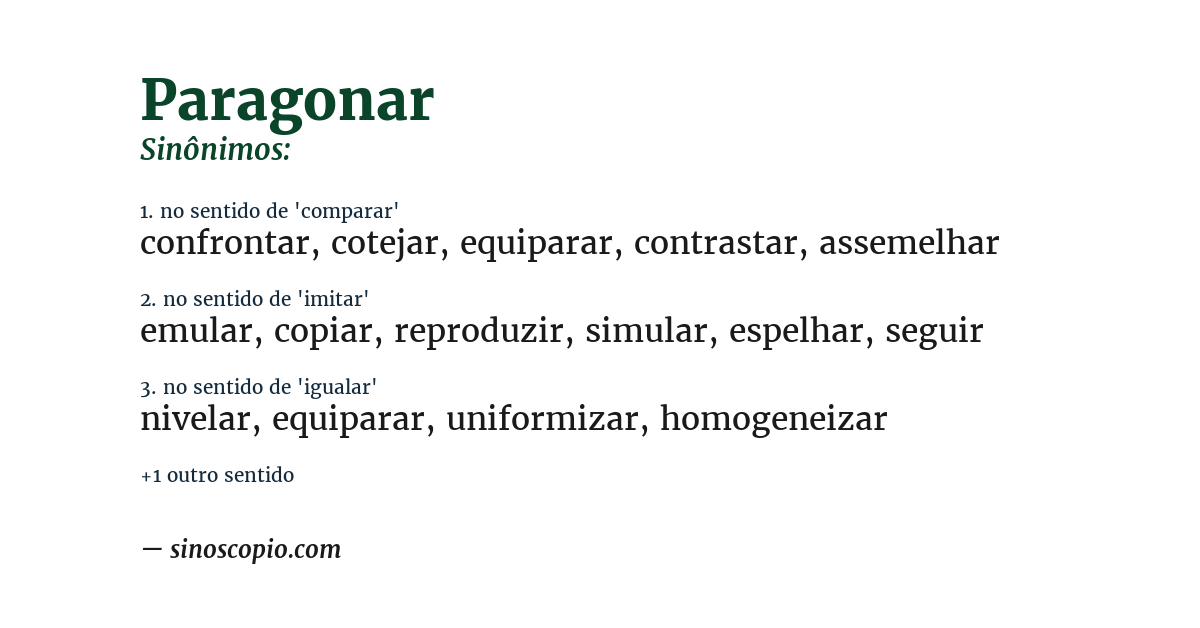 Sinônimo de paragonar