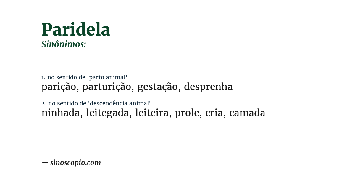Sinônimo de paridela