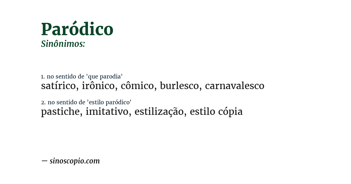 Sinônimo de paródico
